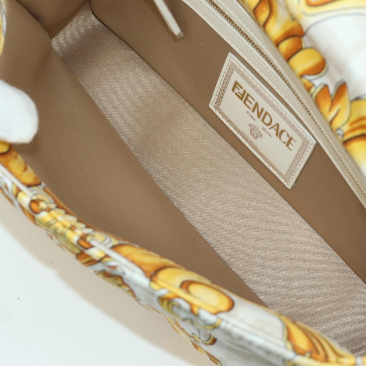 FENDI Zucca Canvas Fenderche VERSACE Mamma Baguette Bag White Auth 173367SAM