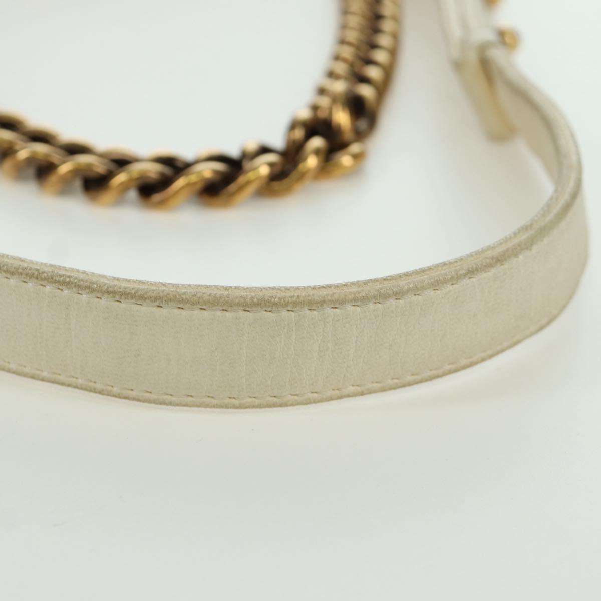 CHANEL Boy Chanel 28 Cuba Chain Sequin Bag Leather Gold CC Auth 173370SAM
