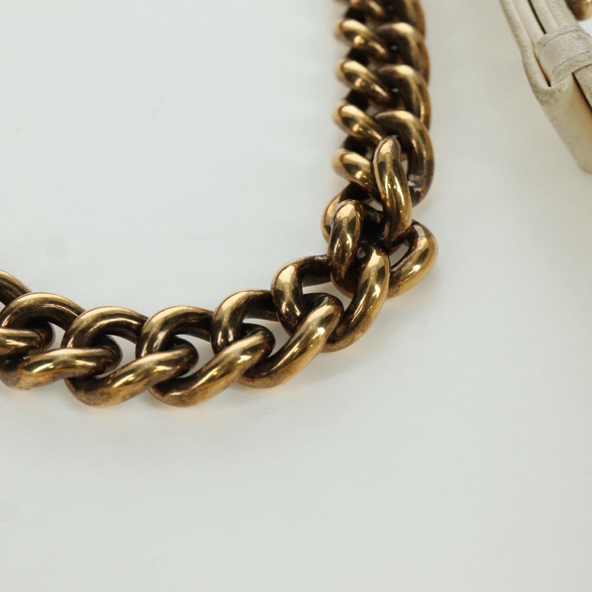CHANEL Boy Chanel 28 Cuba Chain Sequin Bag Leather Gold CC Auth 173370SAM