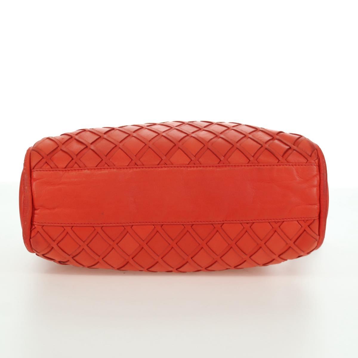 CHANEL Chain Shoulder Bag Lamb Skin Orange Silver CC Auth 173371A