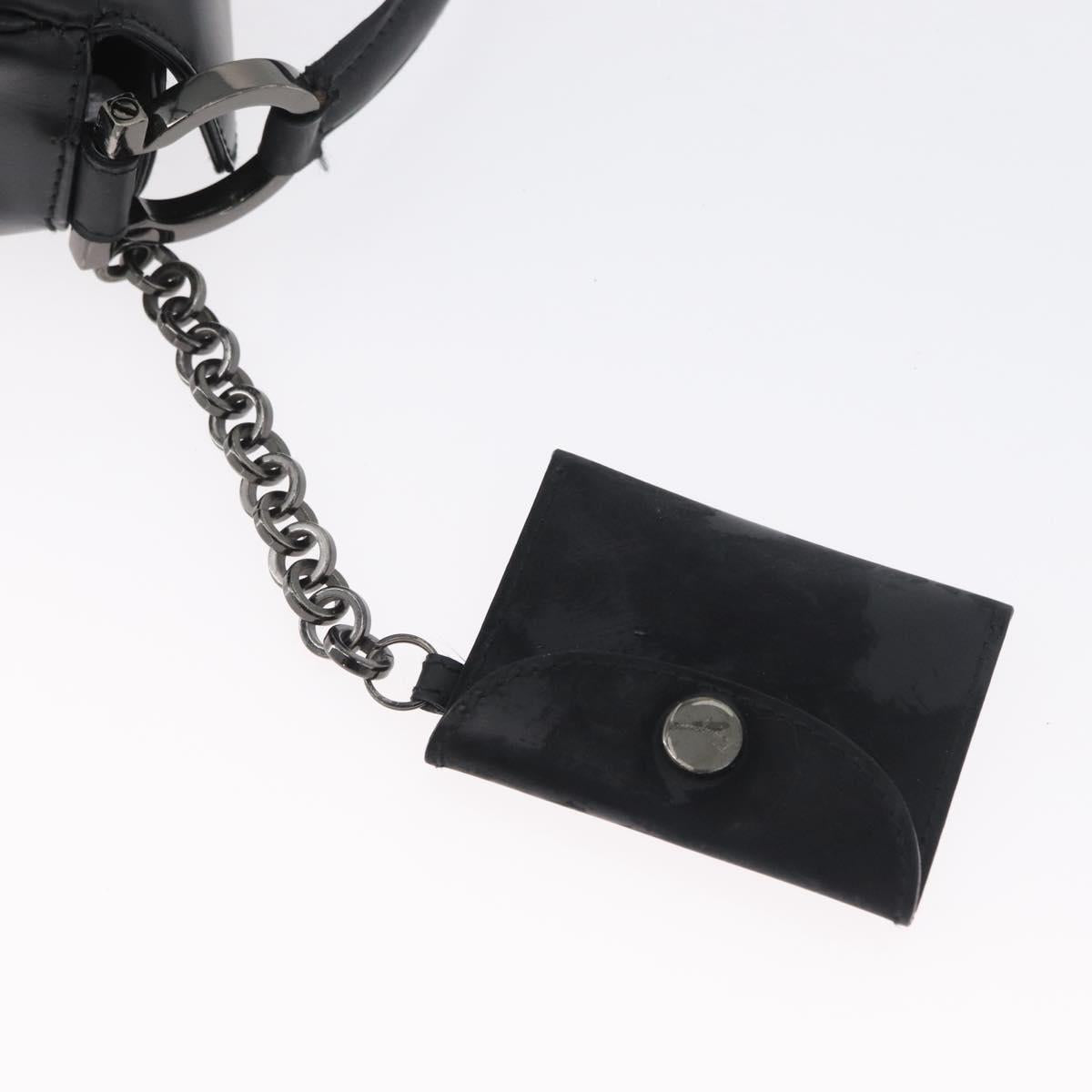 Salvatore Ferragamo Gancini Shoulder Bag Leather Black Silver Auth 173384
