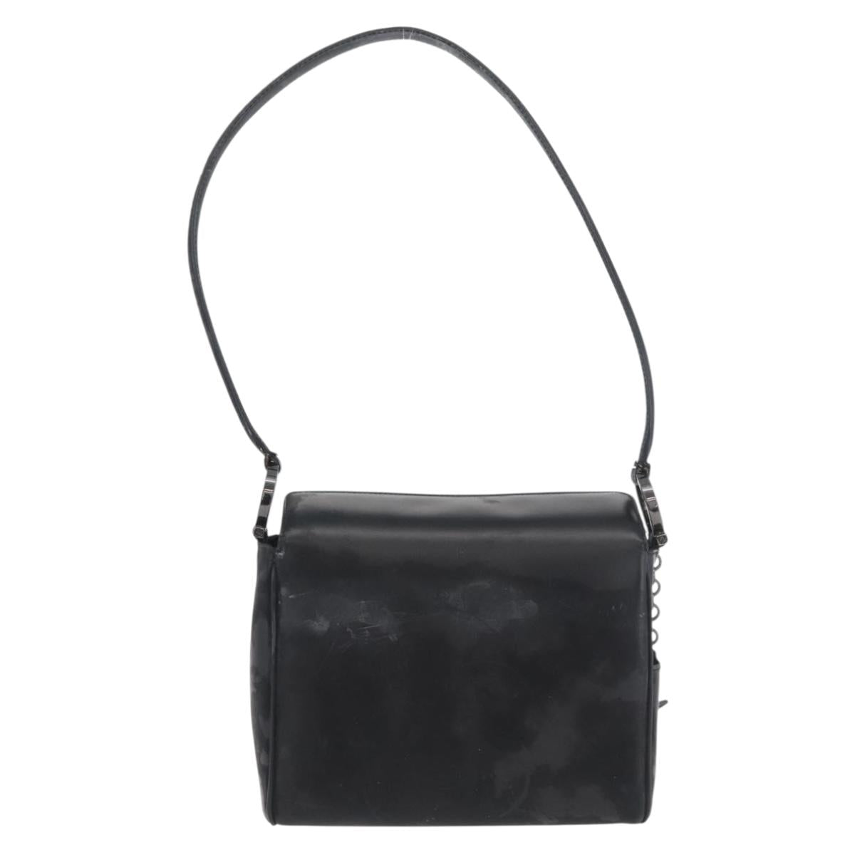 Salvatore Ferragamo Gancini Shoulder Bag Leather Black Silver Auth 173384