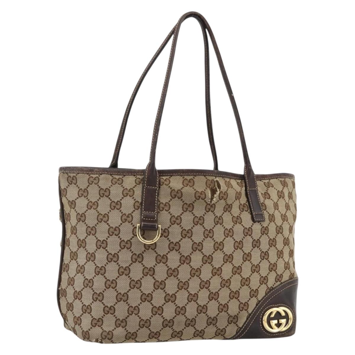 GUCCI GG Canvas Abbey Tote Bag Beige Gold 169946 Auth 173390