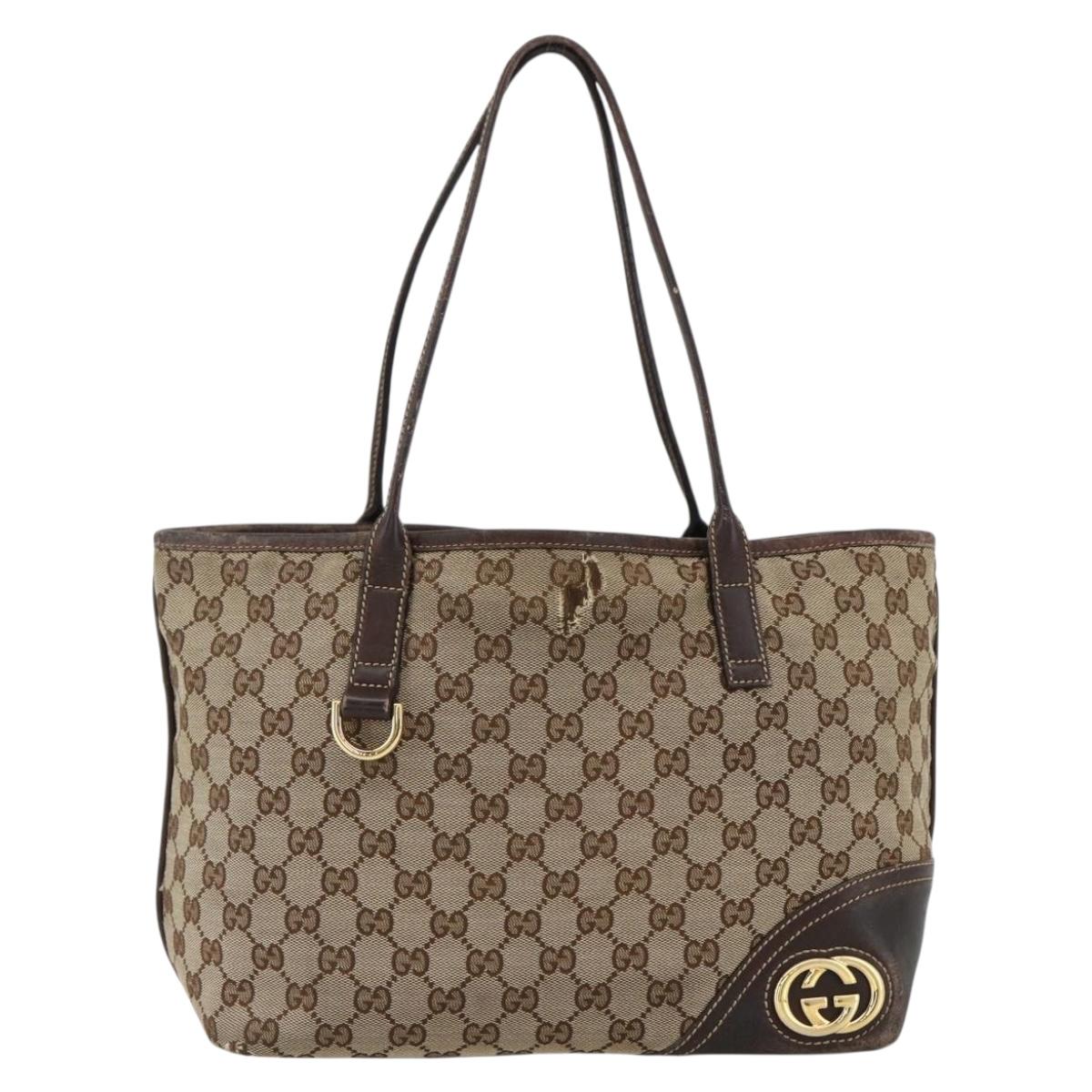 GUCCI GG Canvas Abbey Tote Bag Beige Gold 169946 Auth 173390