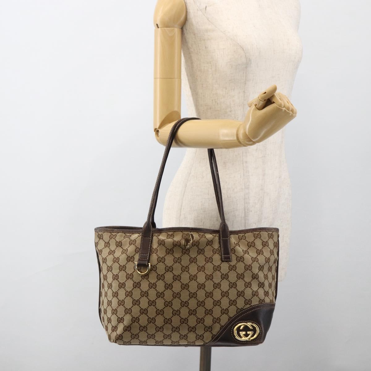 GUCCI GG Canvas Abbey Tote Bag Beige Gold 169946 Auth 173390