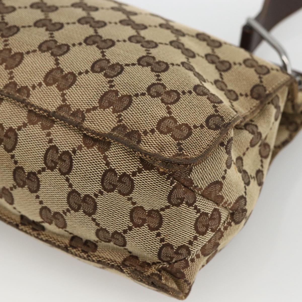 GUCCI GG Canvas Shoulder Bag Beige Silver 120841 Auth 173391