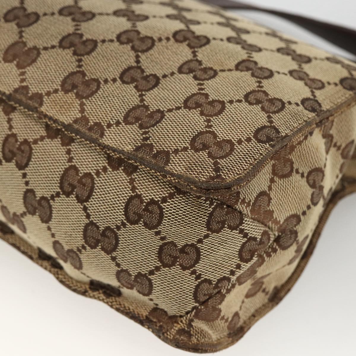 GUCCI GG Canvas Shoulder Bag Beige Silver 120841 Auth 173391
