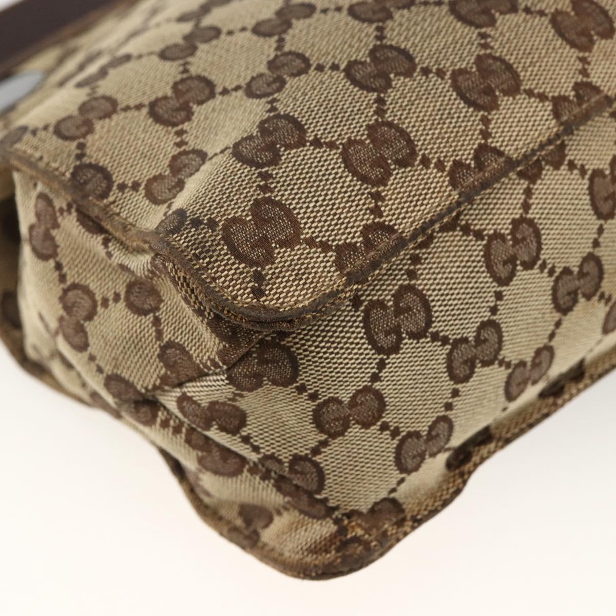 GUCCI GG Canvas Shoulder Bag Beige Silver 120841 Auth 173391