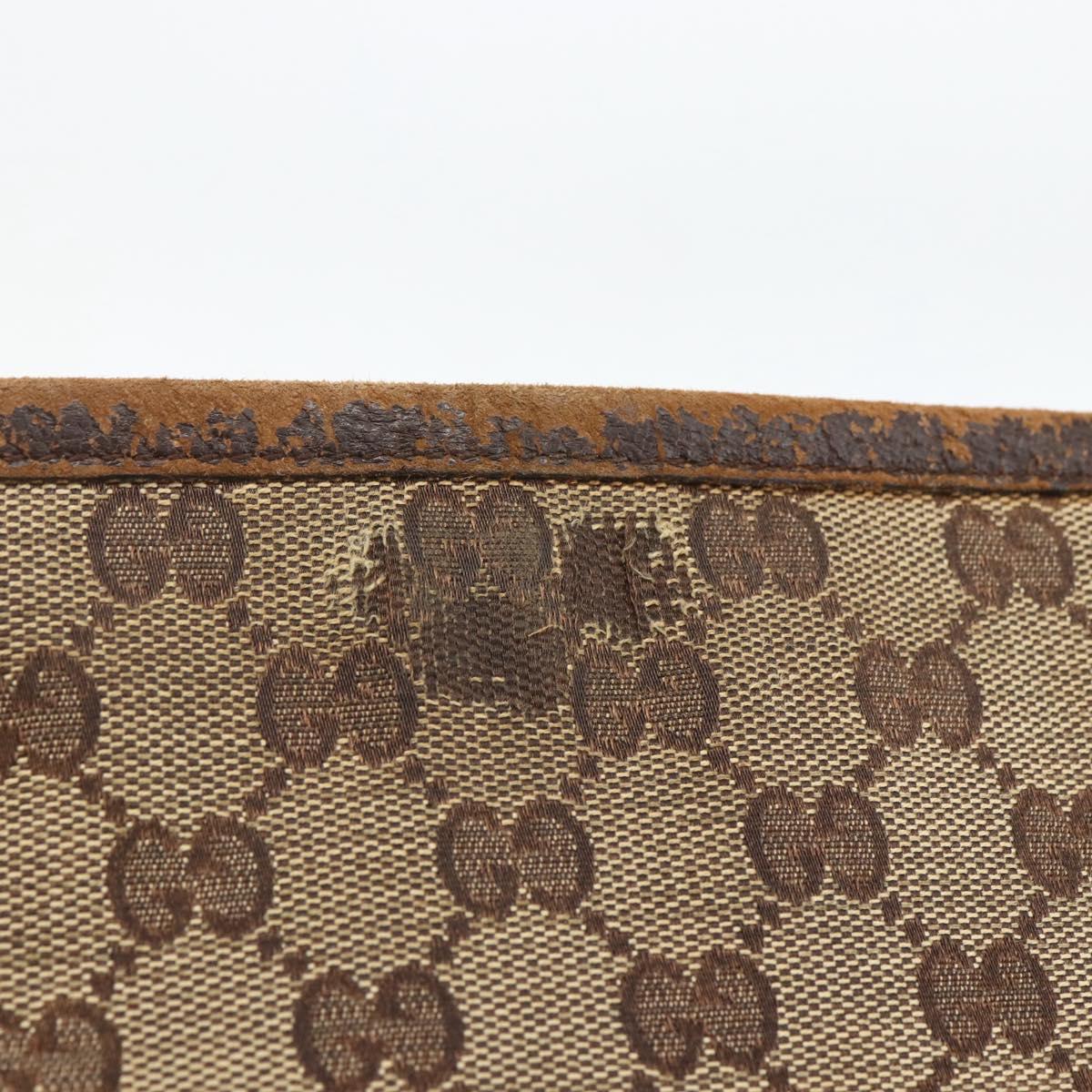 GUCCI GG Canvas Shoulder Bag Beige Silver 120841 Auth 173391