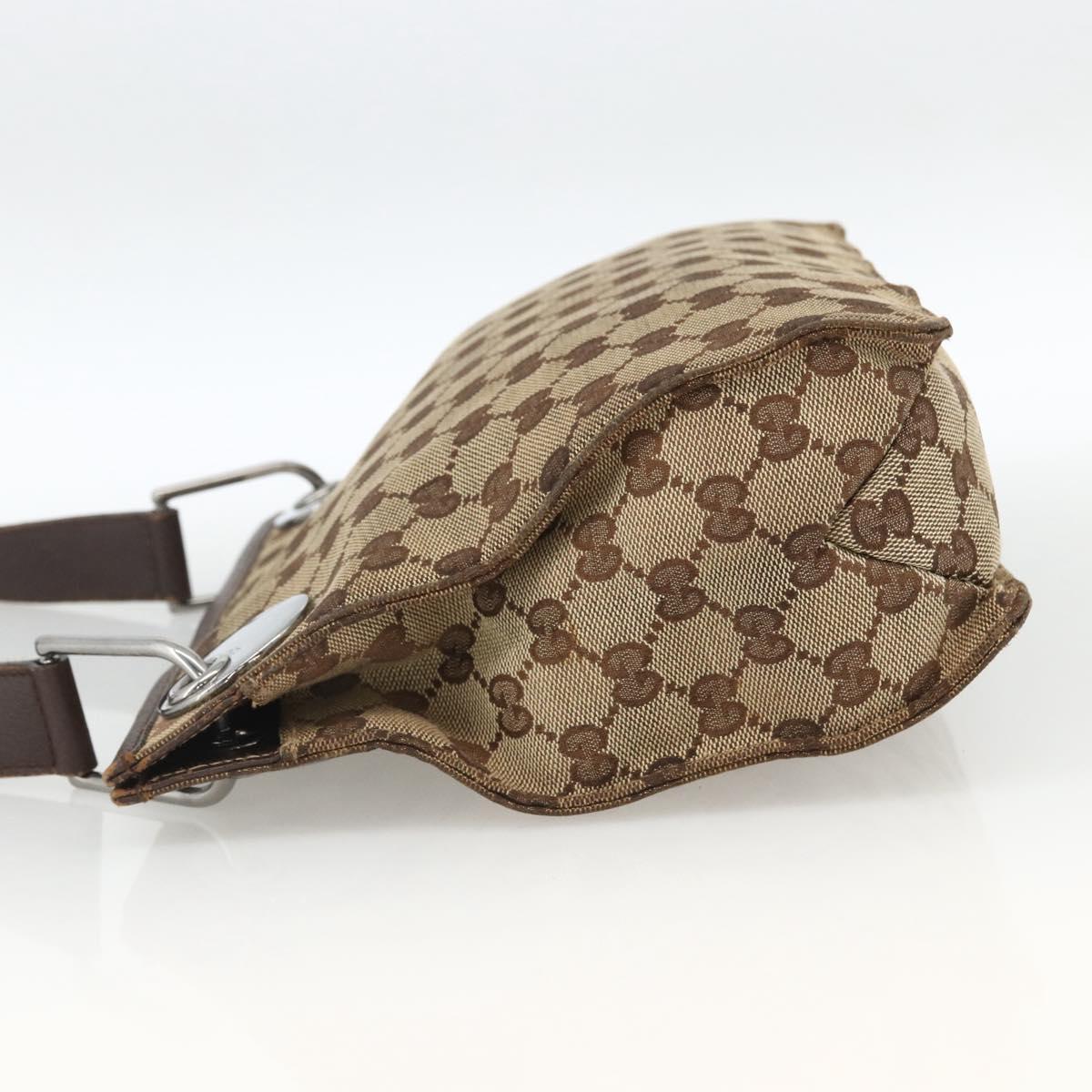 GUCCI GG Canvas Shoulder Bag Beige Silver 120841 Auth 173391