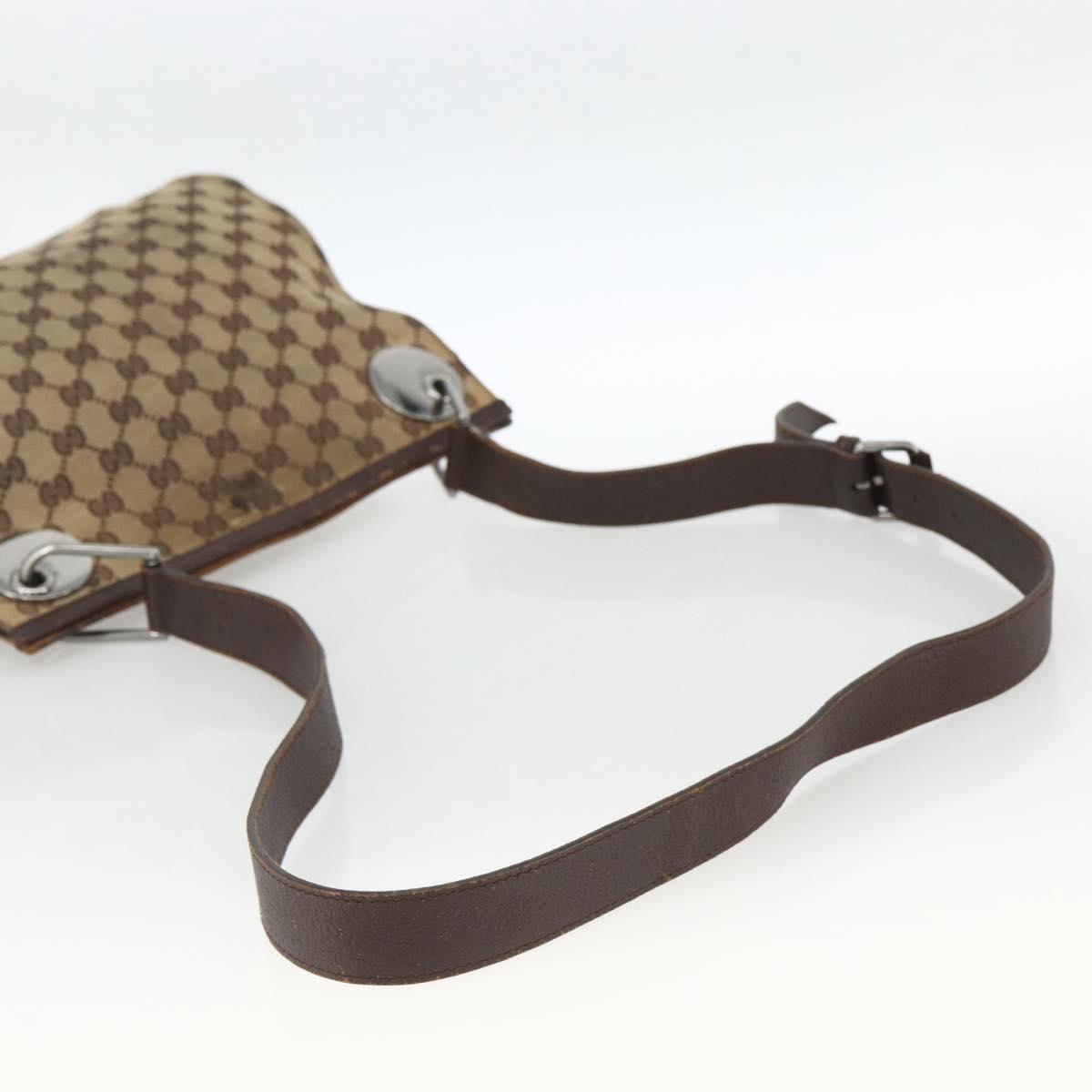 GUCCI GG Canvas Shoulder Bag Beige Silver 120841 Auth 173391