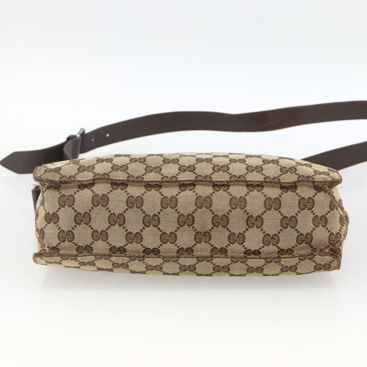 GUCCI GG Canvas Shoulder Bag Beige Silver 120841 Auth 173391