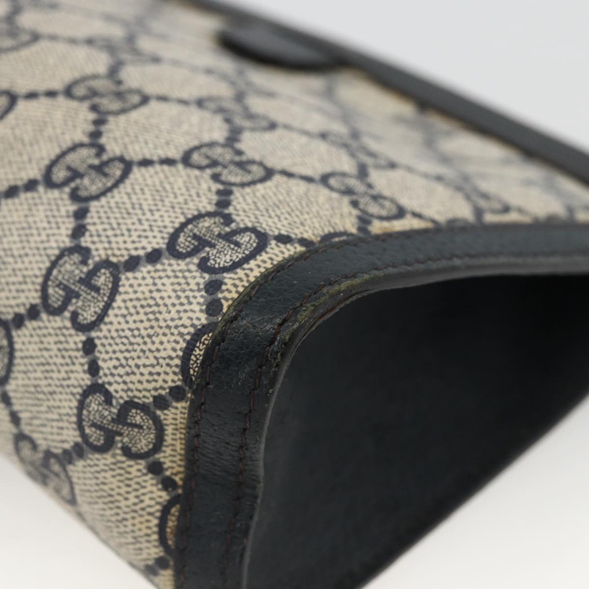 GUCCI GG Supreme Sherry Line Clutch Bag PVC Navy Red 89 01 032 Auth 173392