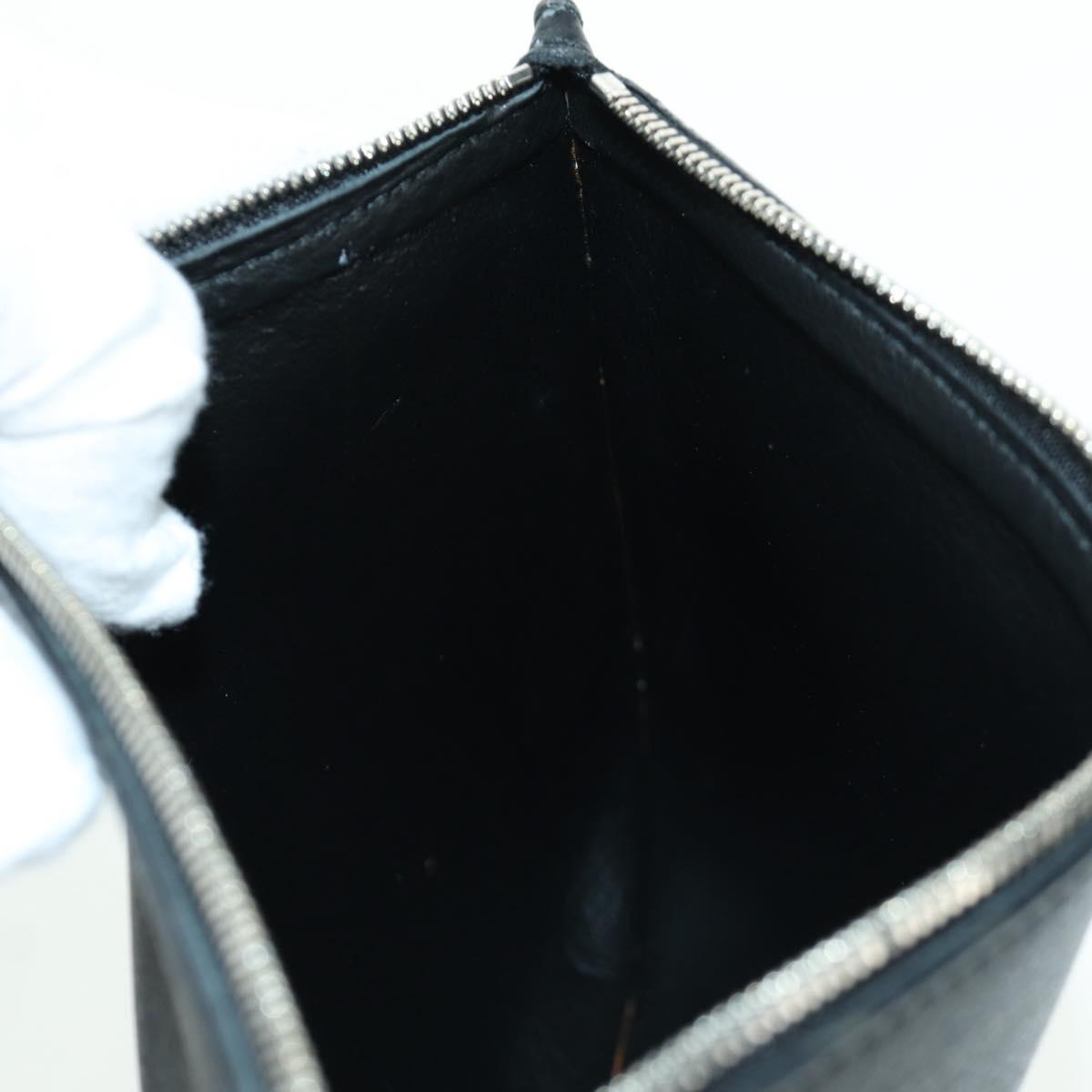 BALENCIAGA Clutch Bag Leather Black Silver Auth 173393A