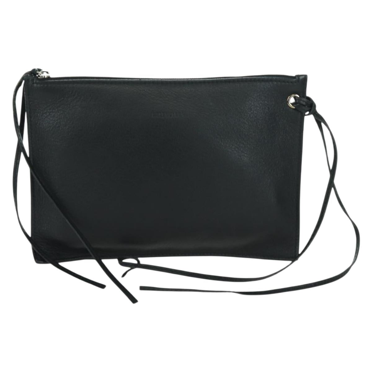 BALENCIAGA Clutch Bag Leather Black Silver Auth 173393A