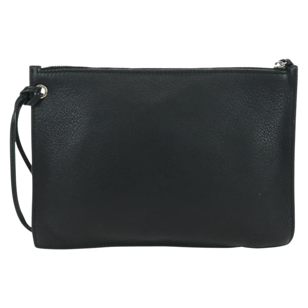 BALENCIAGA Clutch Bag Leather Black Silver Auth 173393A