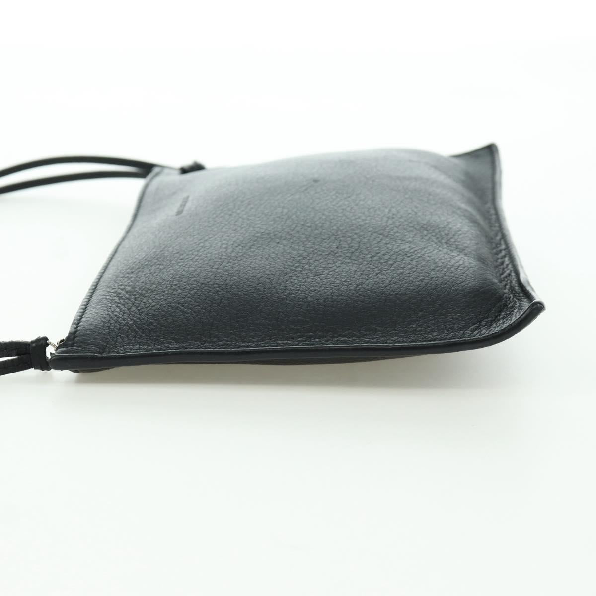 BALENCIAGA Clutch Bag Leather Black Silver Auth 173393A