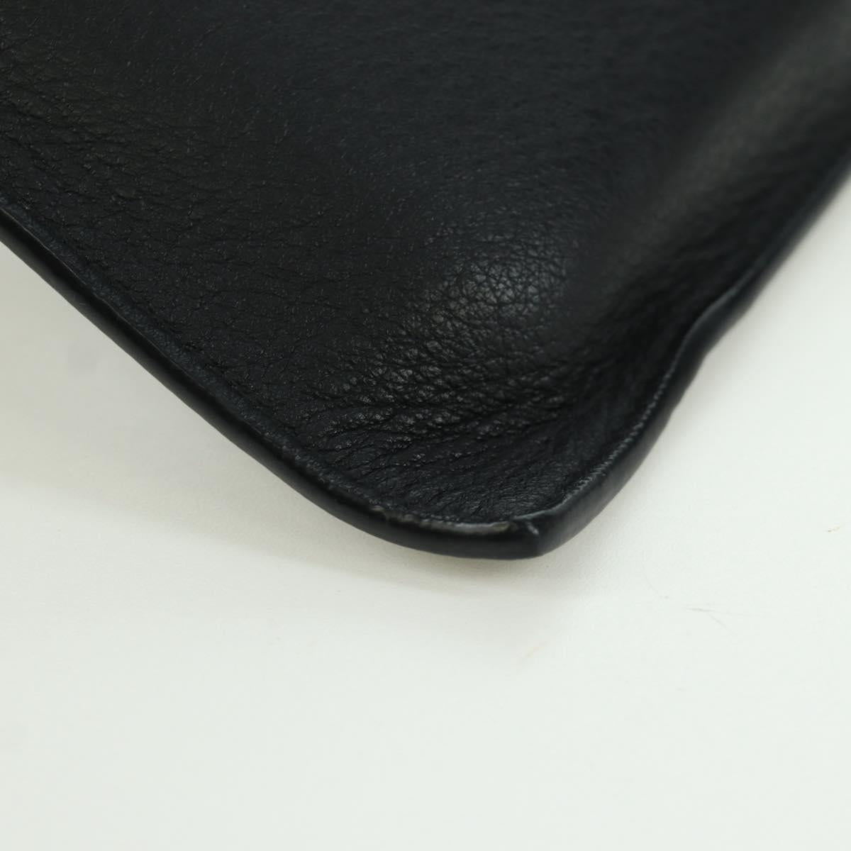 BALENCIAGA Clutch Bag Leather Black Silver Auth 173393A
