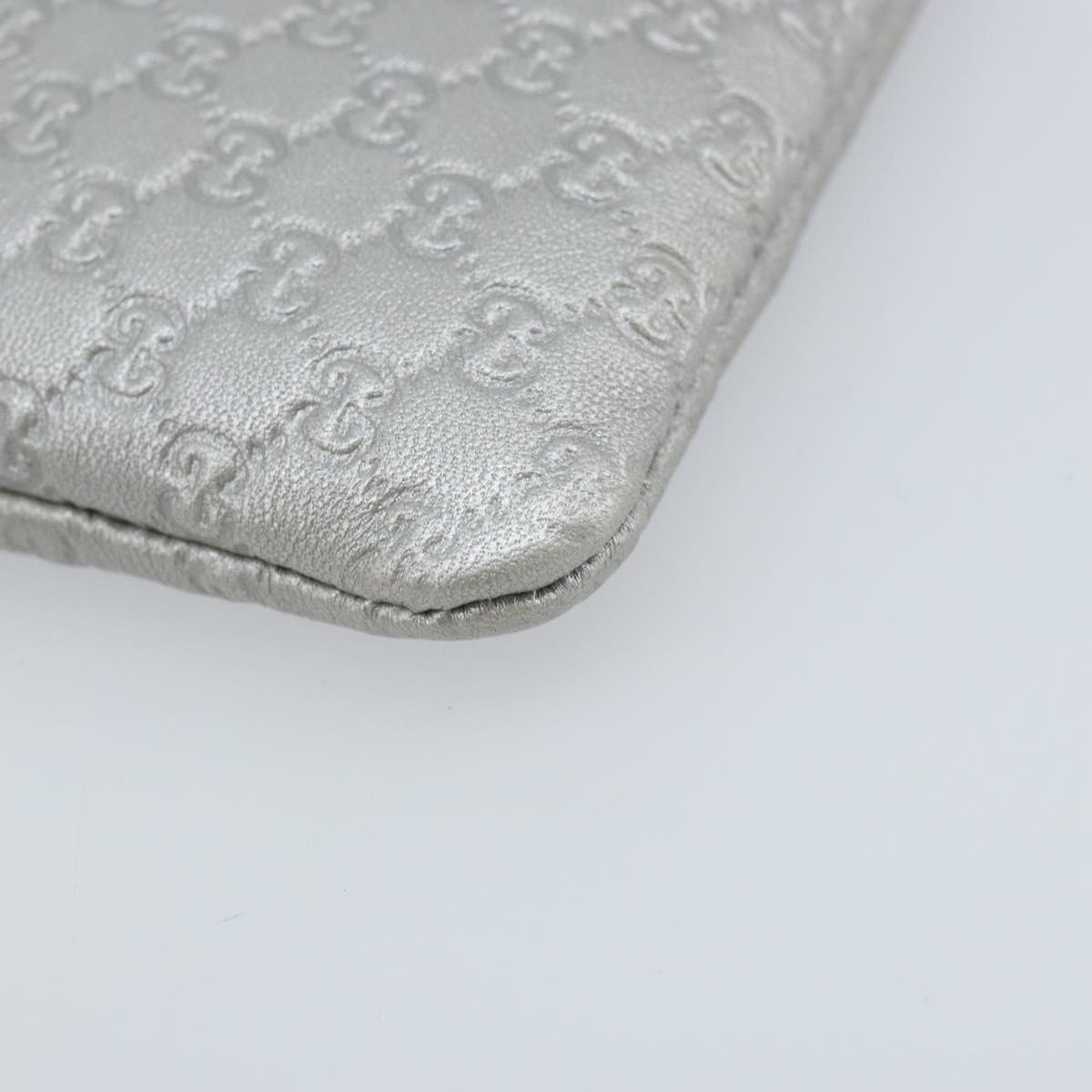 GUCCI Micro GG Canvas Guccissima Pouch Leather Silver 281982 Auth 173400V