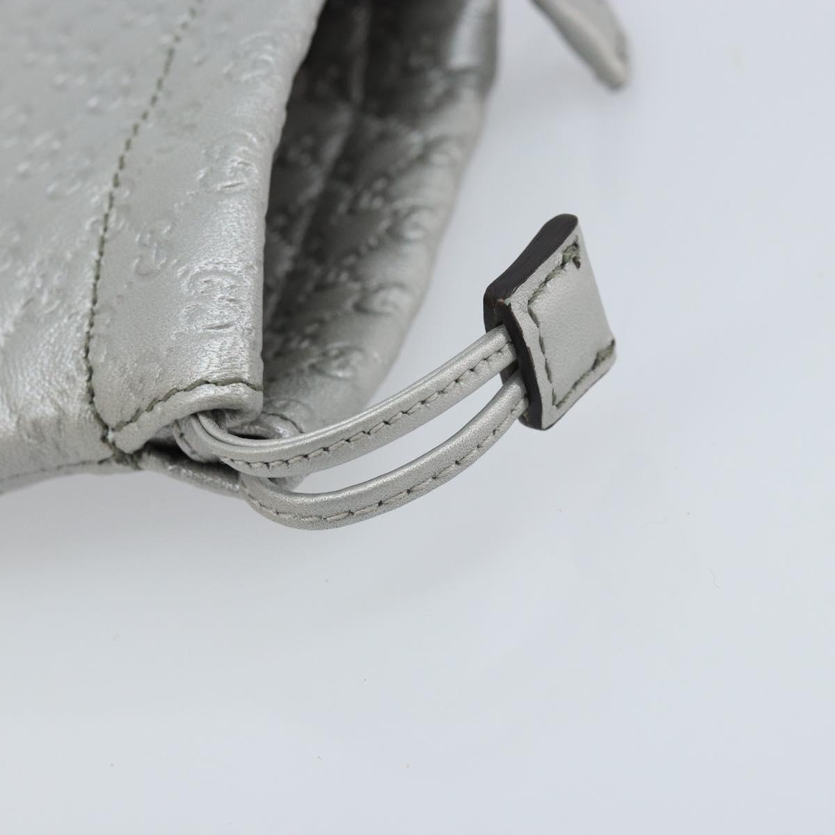 GUCCI Micro GG Canvas Guccissima Pouch Leather Silver 281982 Auth 173400V