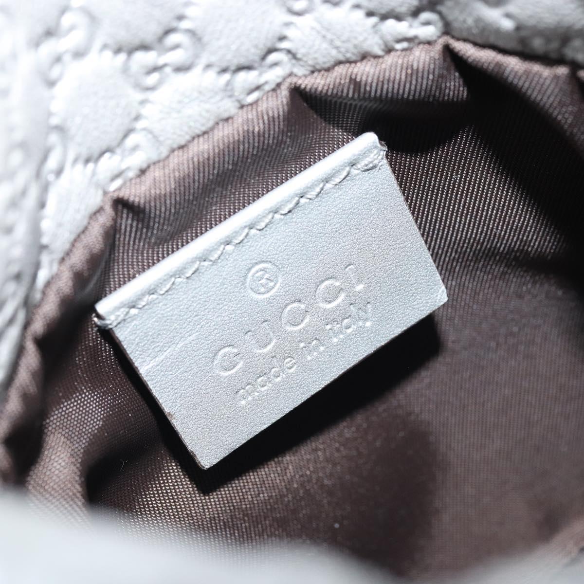 GUCCI Micro GG Canvas Guccissima Pouch Leather Silver 281982 Auth 173400V
