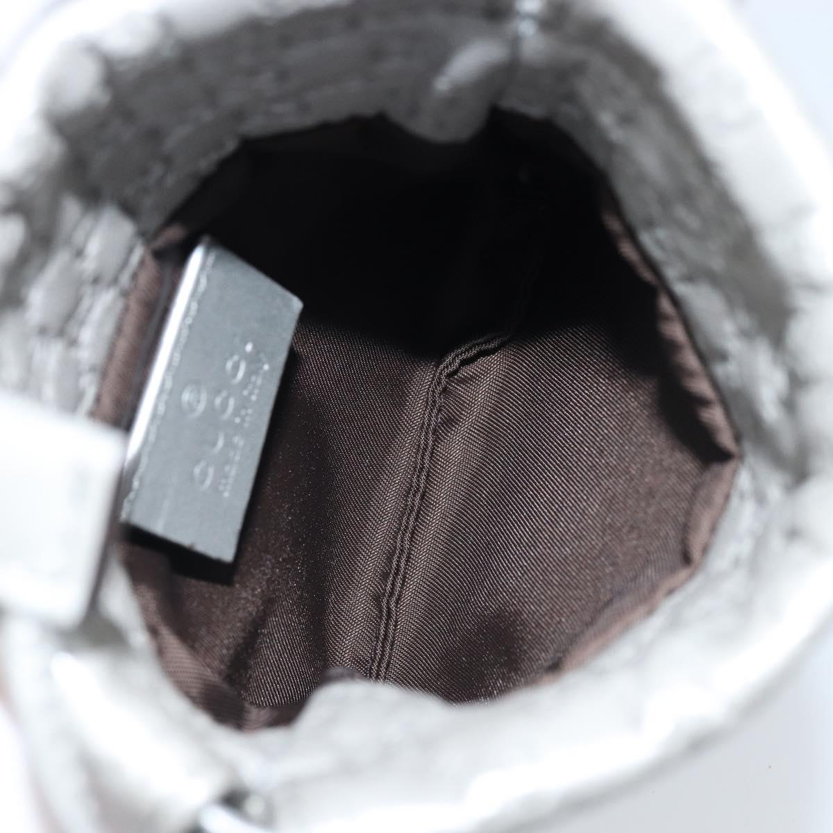 GUCCI Micro GG Canvas Guccissima Pouch Leather Silver 281982 Auth 173400V