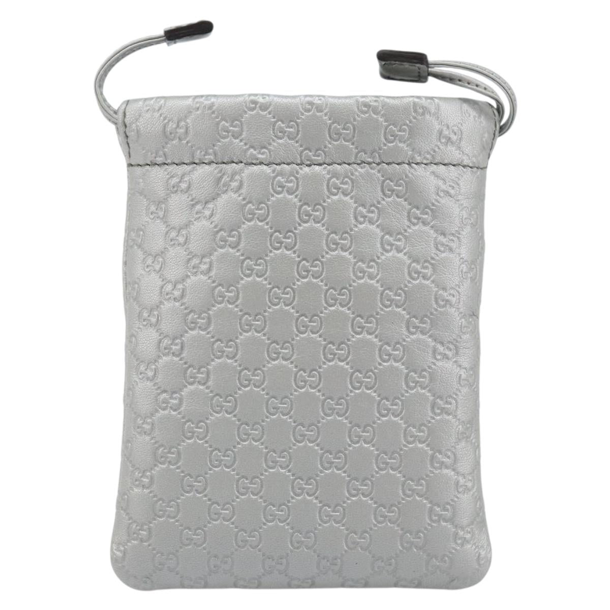 GUCCI Micro GG Canvas Guccissima Pouch Leather Silver 281982 Auth 173400V