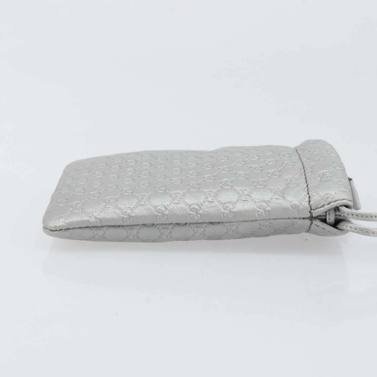 GUCCI Micro GG Canvas Guccissima Pouch Leather Silver 281982 Auth 173400V