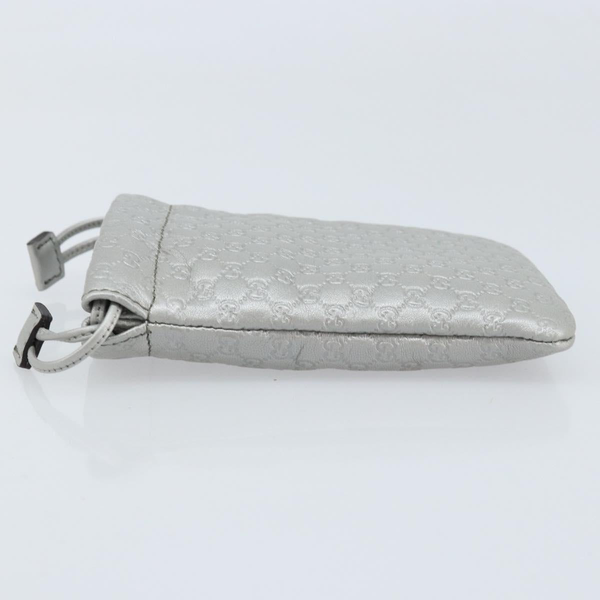 GUCCI Micro GG Canvas Guccissima Pouch Leather Silver 281982 Auth 173400V