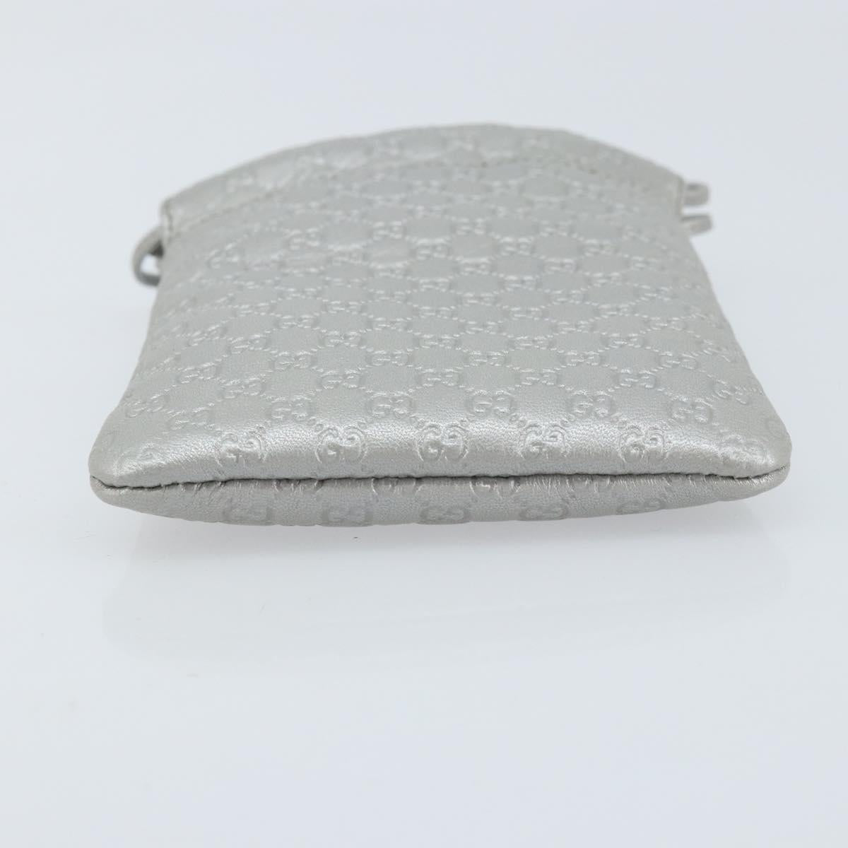GUCCI Micro GG Canvas Guccissima Pouch Leather Silver 281982 Auth 173400V