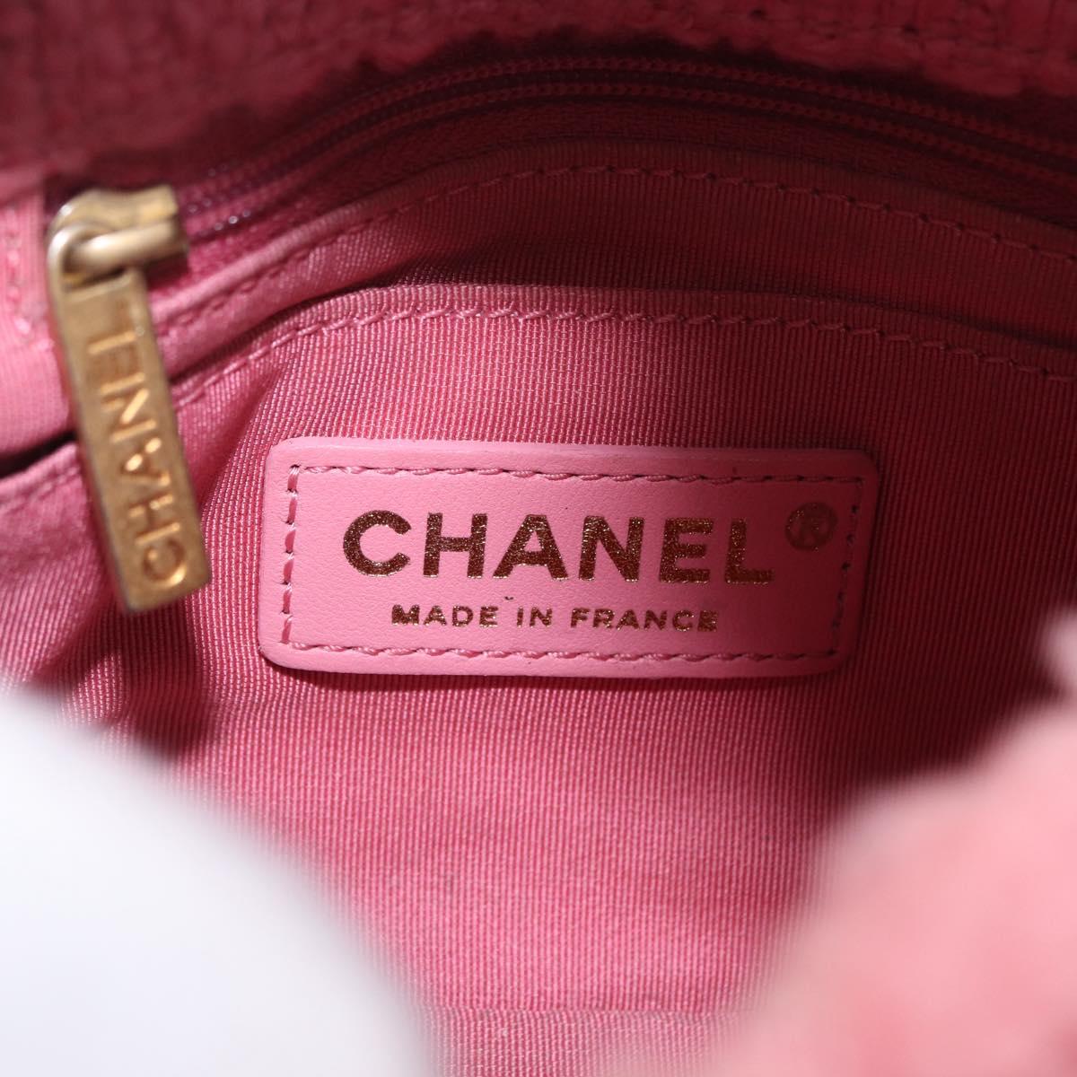 CHANEL Mini Matelasse 15 Chain Shoulder Bag Wool Pink Gold CC Auth 173407SAM