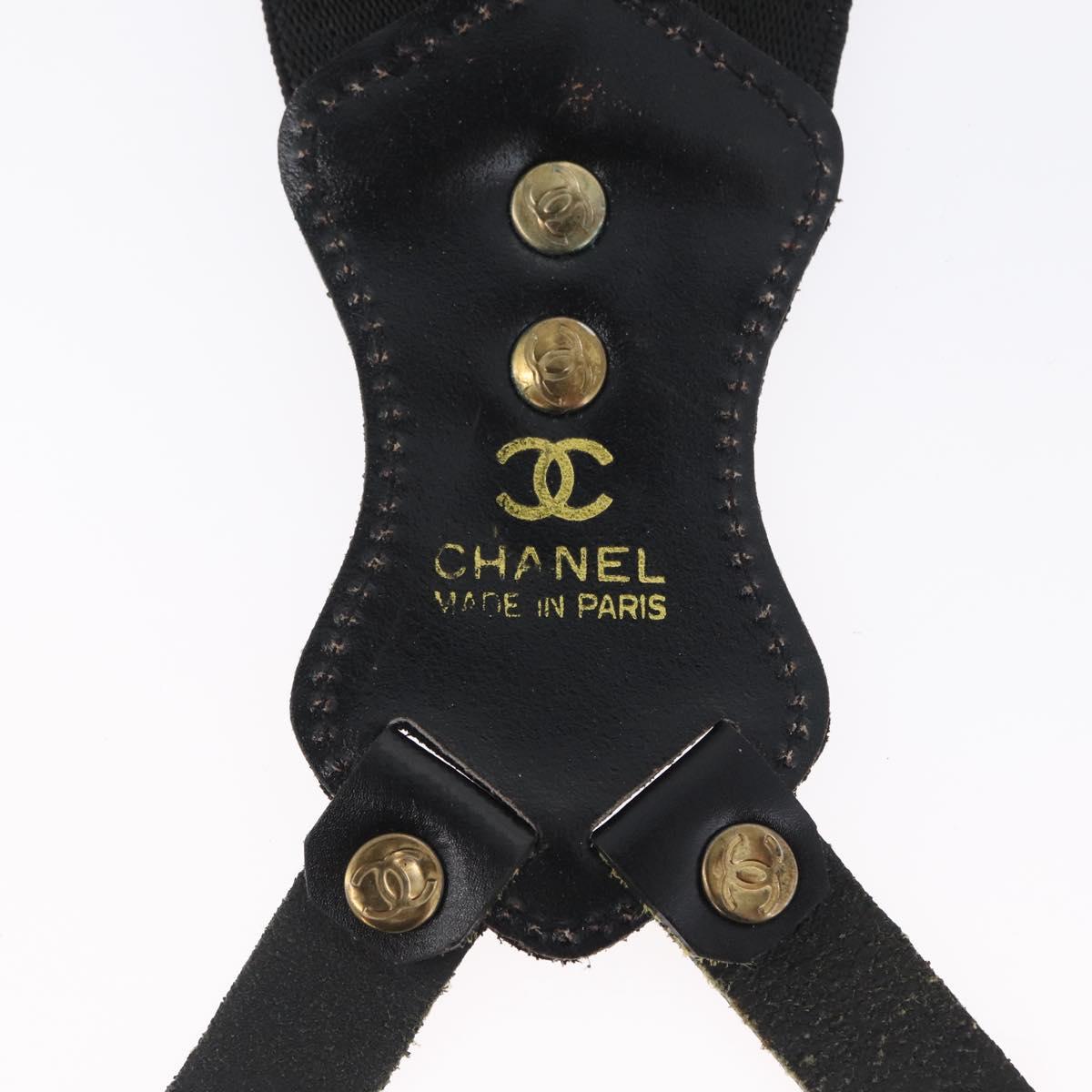 CHANEL Suspenders Canvas Black CC Auth 173409V