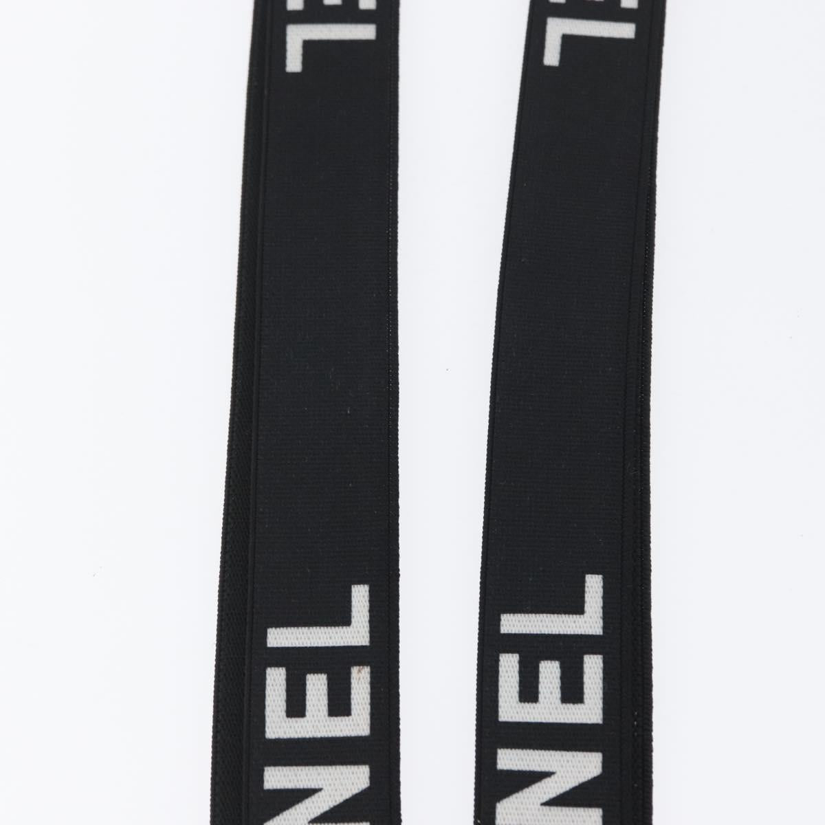 CHANEL Suspenders Canvas Black CC Auth 173409V