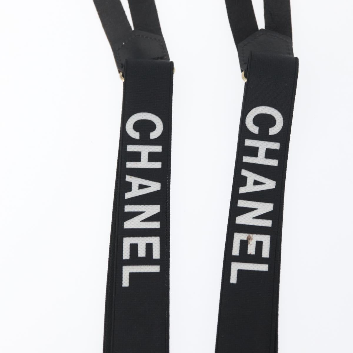 CHANEL Suspenders Canvas Black CC Auth 173409V