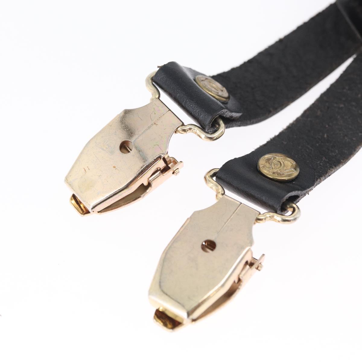 CHANEL Suspenders Canvas Black CC Auth 173409V
