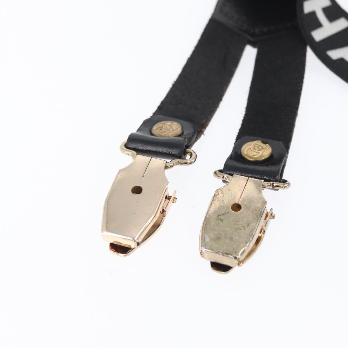 CHANEL Suspenders Canvas Black CC Auth 173409V