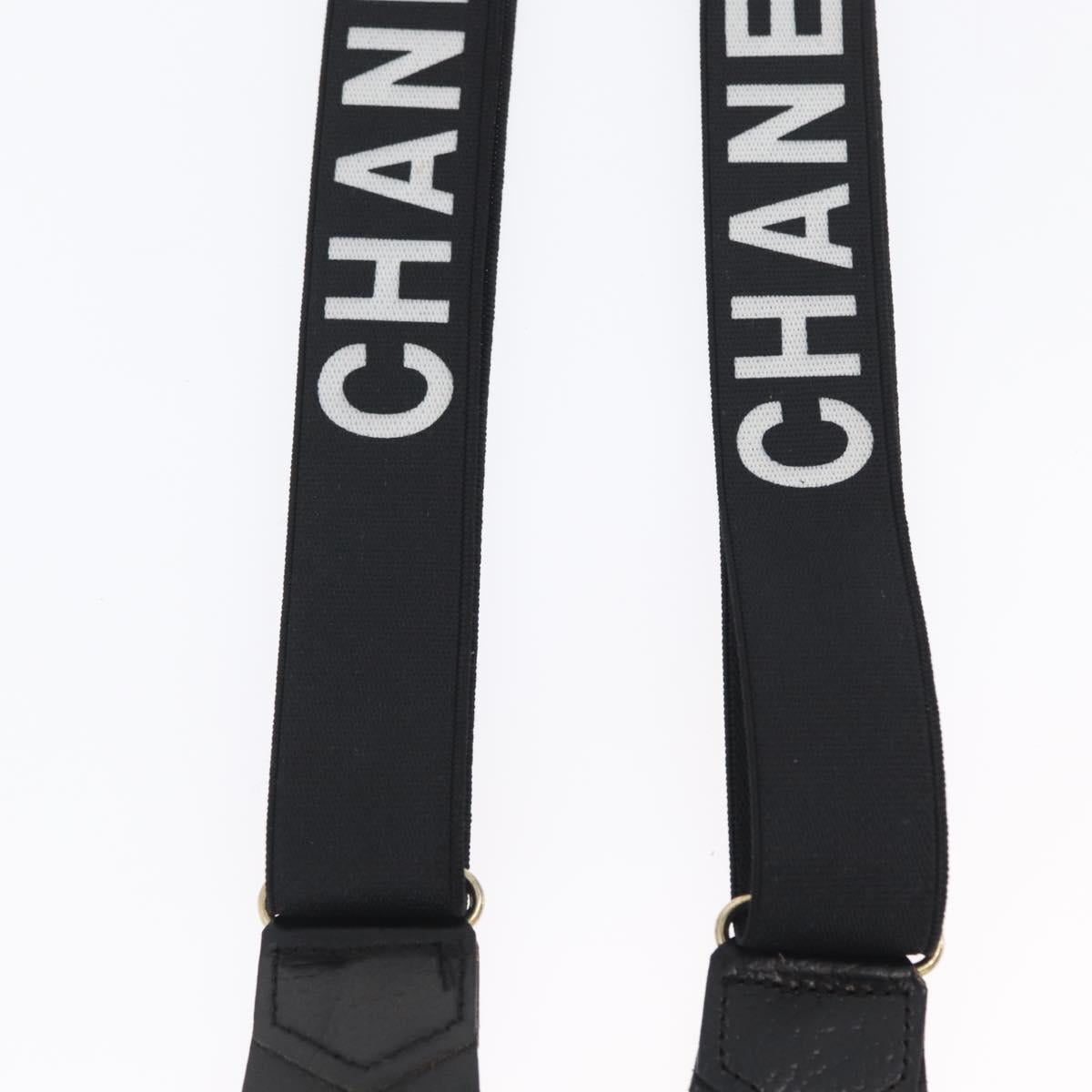 CHANEL Suspenders Canvas Black CC Auth 173409V