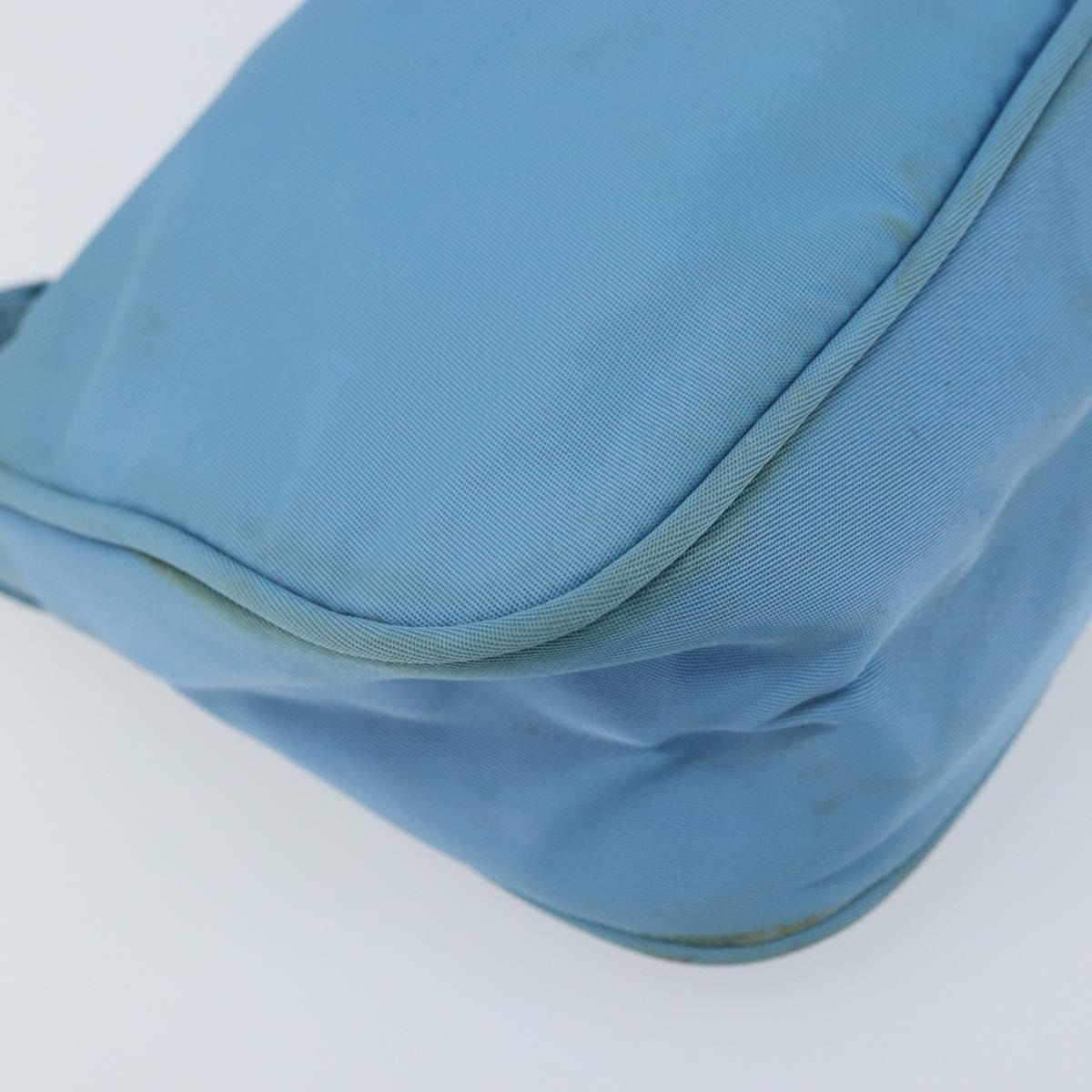 PRADA Accessory Pouch Nylon Light Blue Silver Auth 173414
