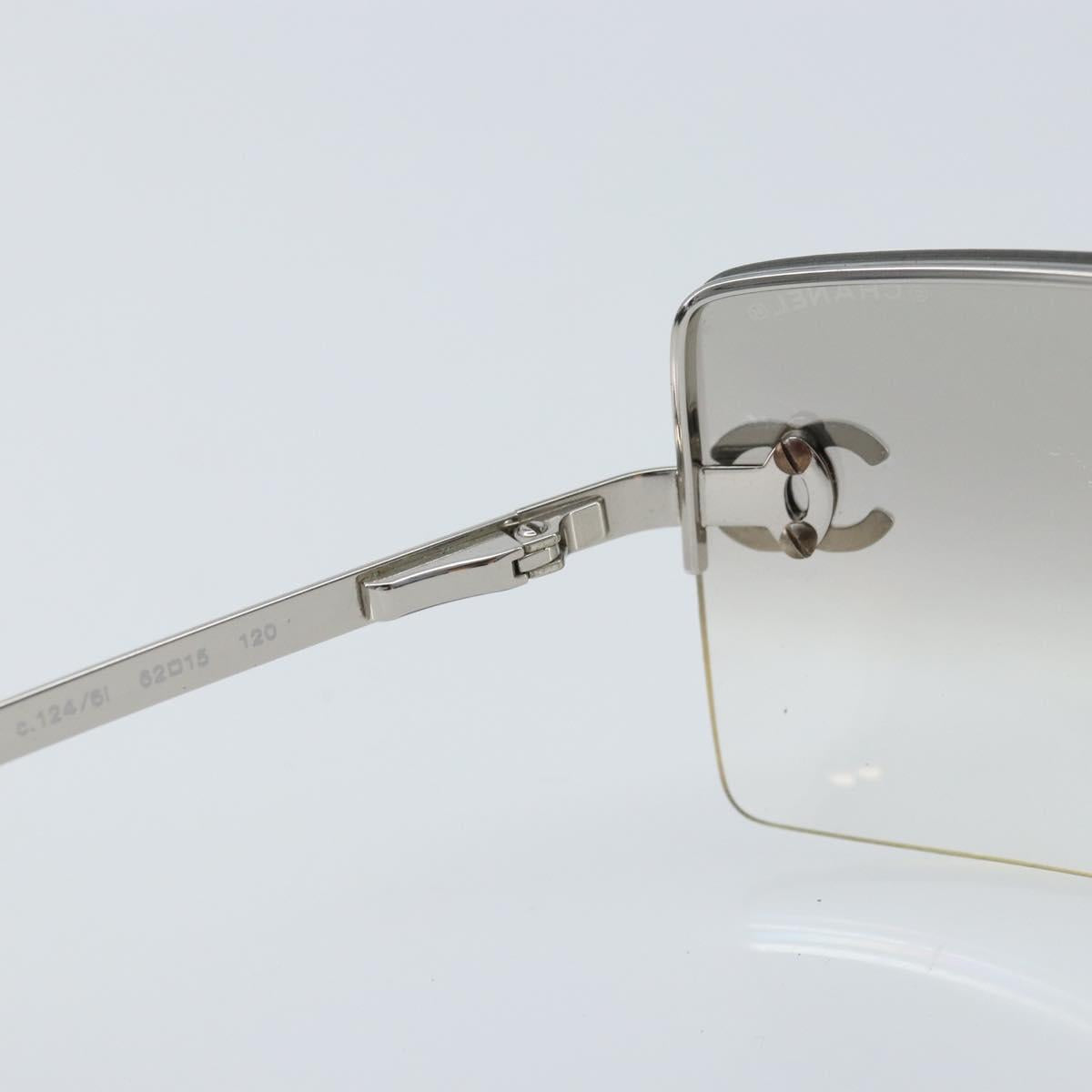 CHANEL COCO Mark Sunglasses metal Silver 4092-B CC Auth 173415V