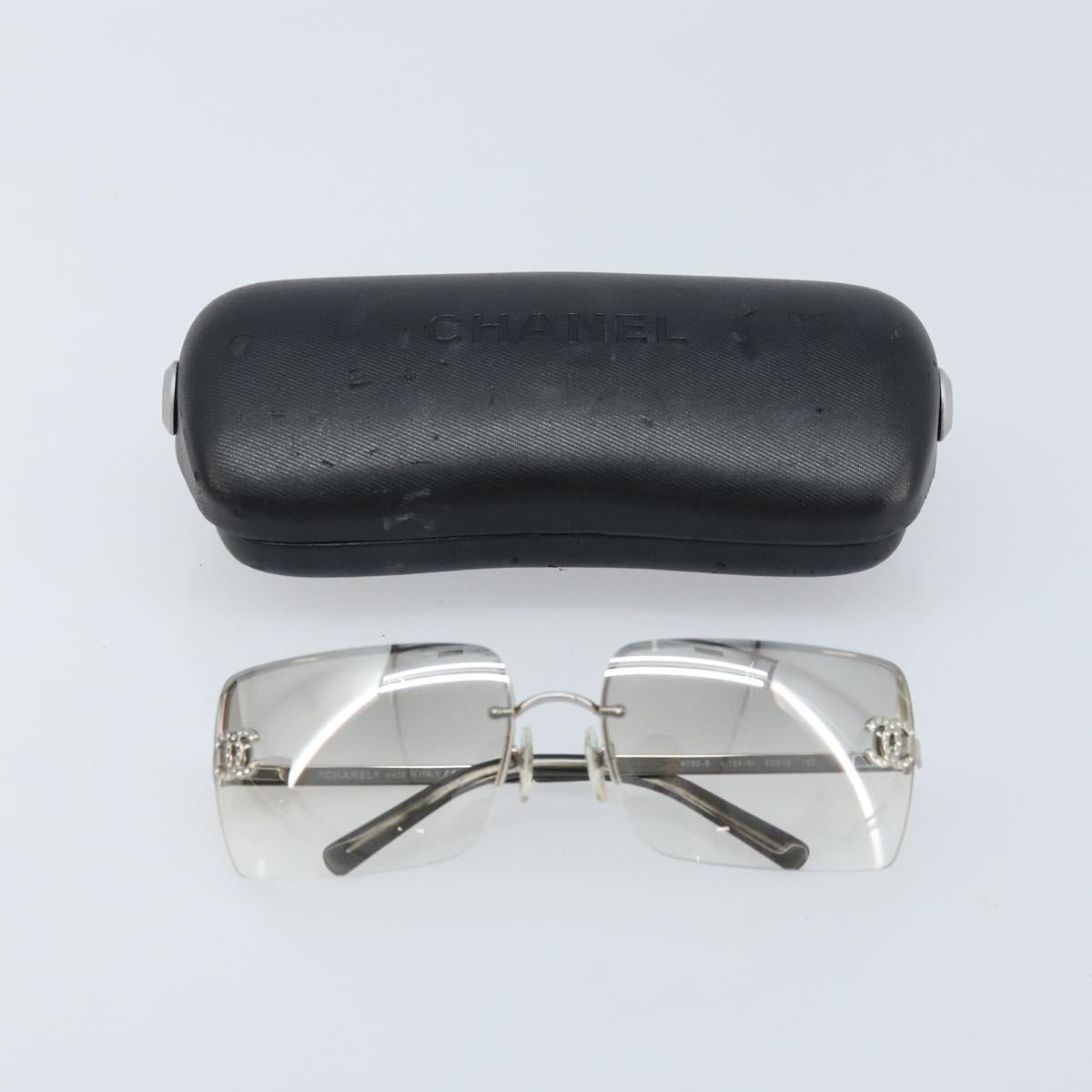 CHANEL COCO Mark Sunglasses metal Silver 4092-B CC Auth 173415V
