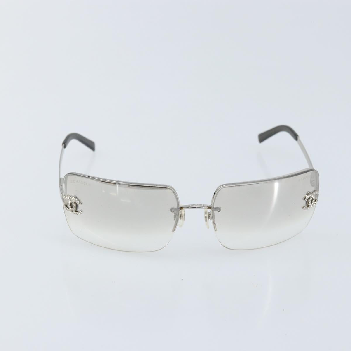 CHANEL COCO Mark Sunglasses metal Silver 4092-B CC Auth 173415V