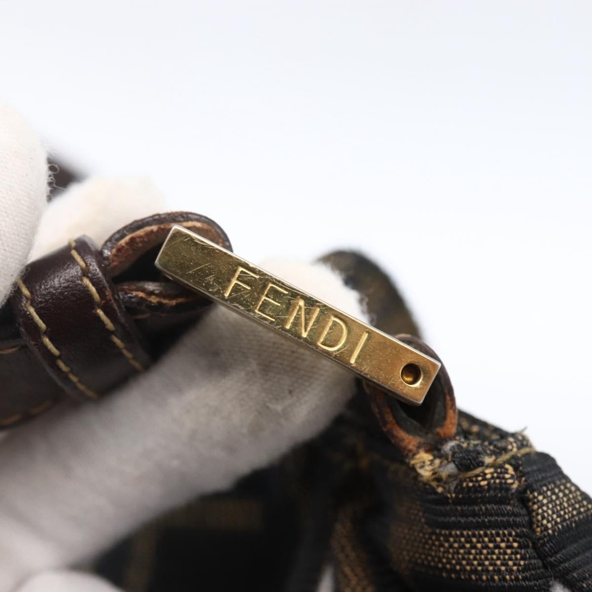 FENDI Zucca Canvas Shoulder Bag Brown Black Auth 173418
