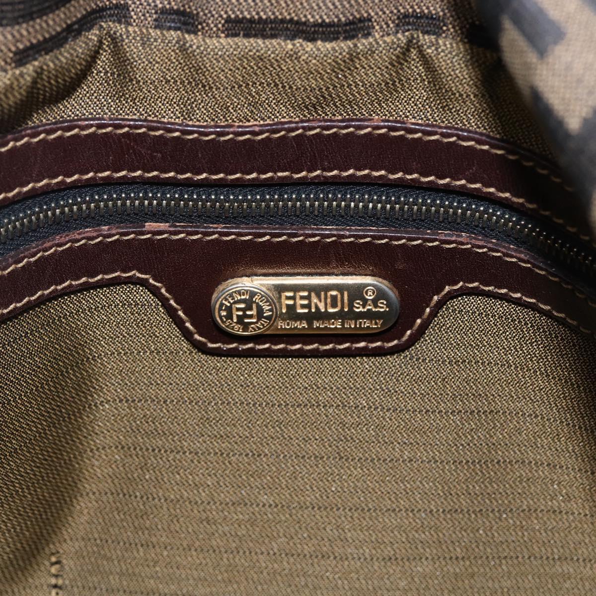 FENDI Zucca Canvas Shoulder Bag Brown Black Auth 173418