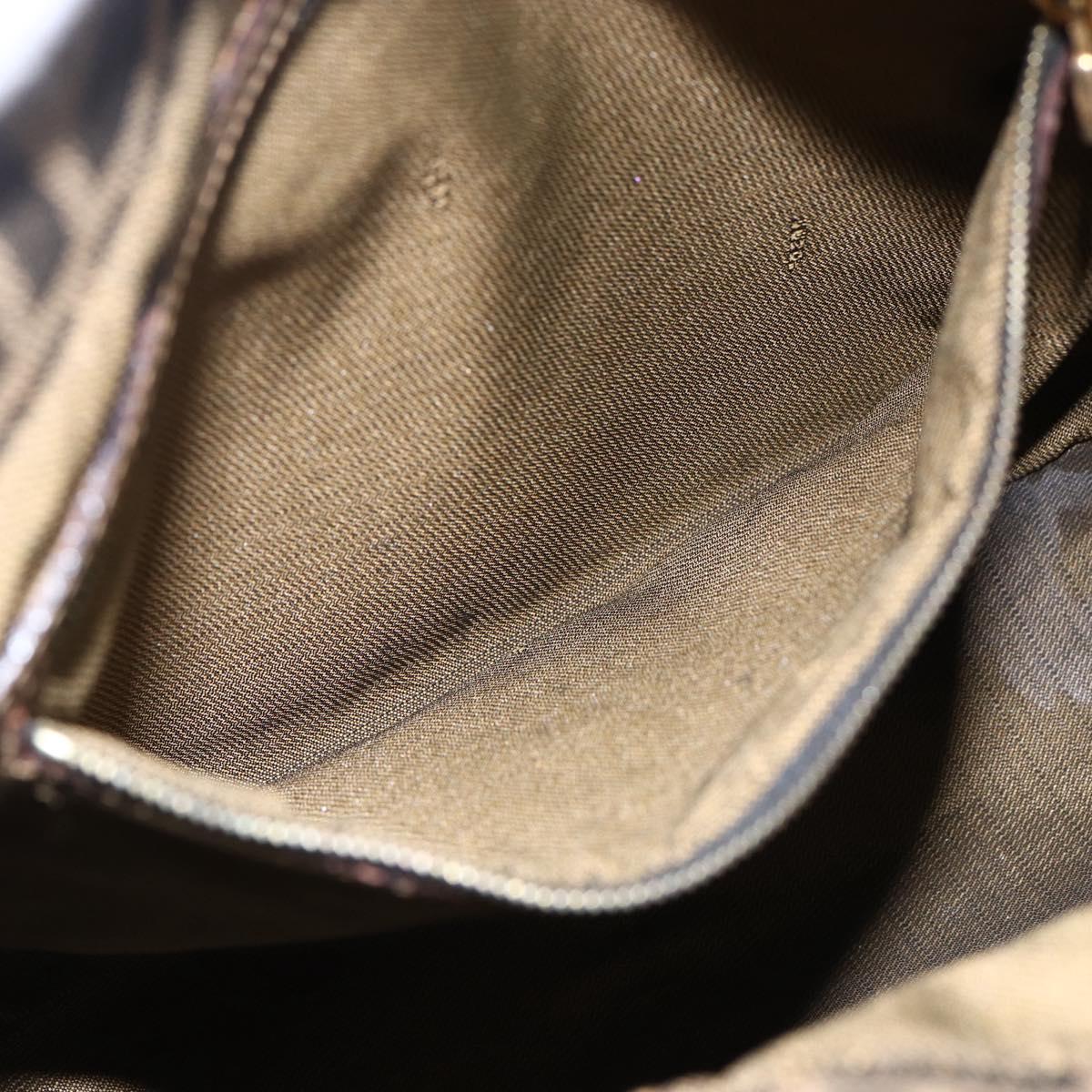 FENDI Zucca Canvas Shoulder Bag Brown Black Auth 173418