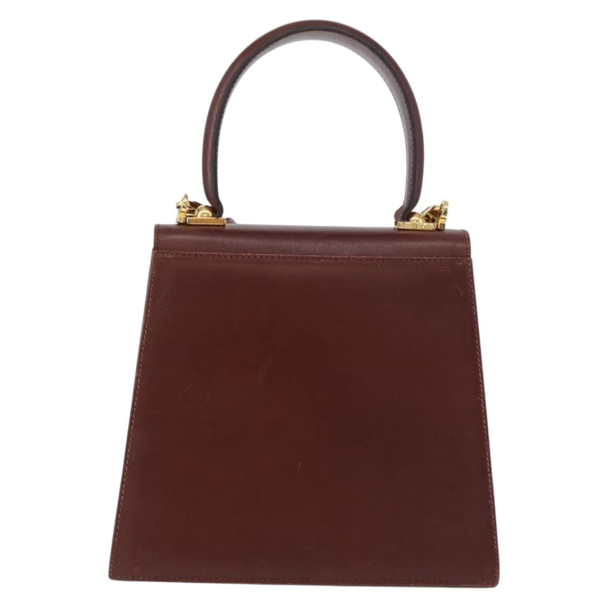 Salvatore Ferragamo Gancini Hand Bag Leather 2way Brown Gold Auth 173424