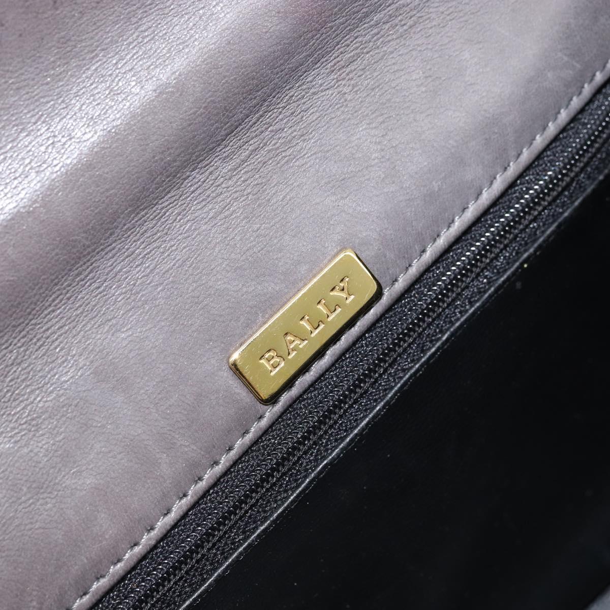 BALLY Hand Bag Leather Dark Brown Gold Auth 173425