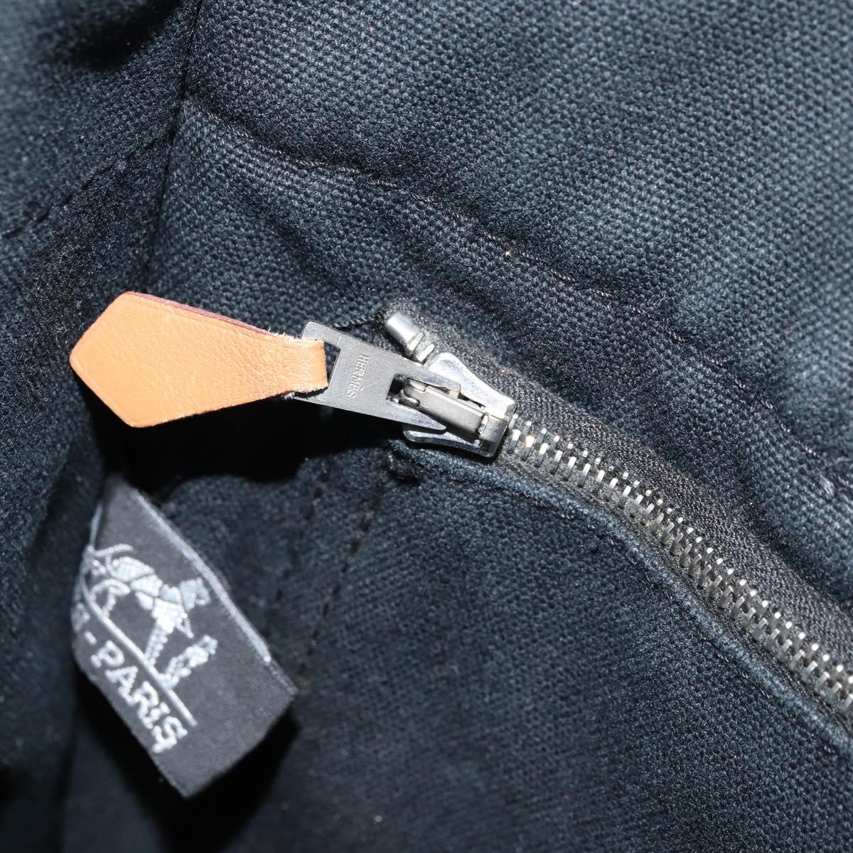 HERMES Fourre Tout PM Hand Bag Canvas Black Silver Auth 173430