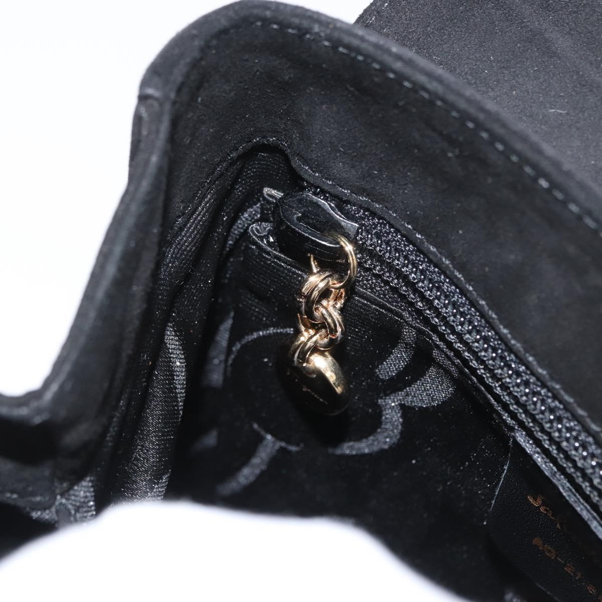 Salvatore Ferragamo Gancini Hand Bag Suede 2way Black Gold Auth 173432