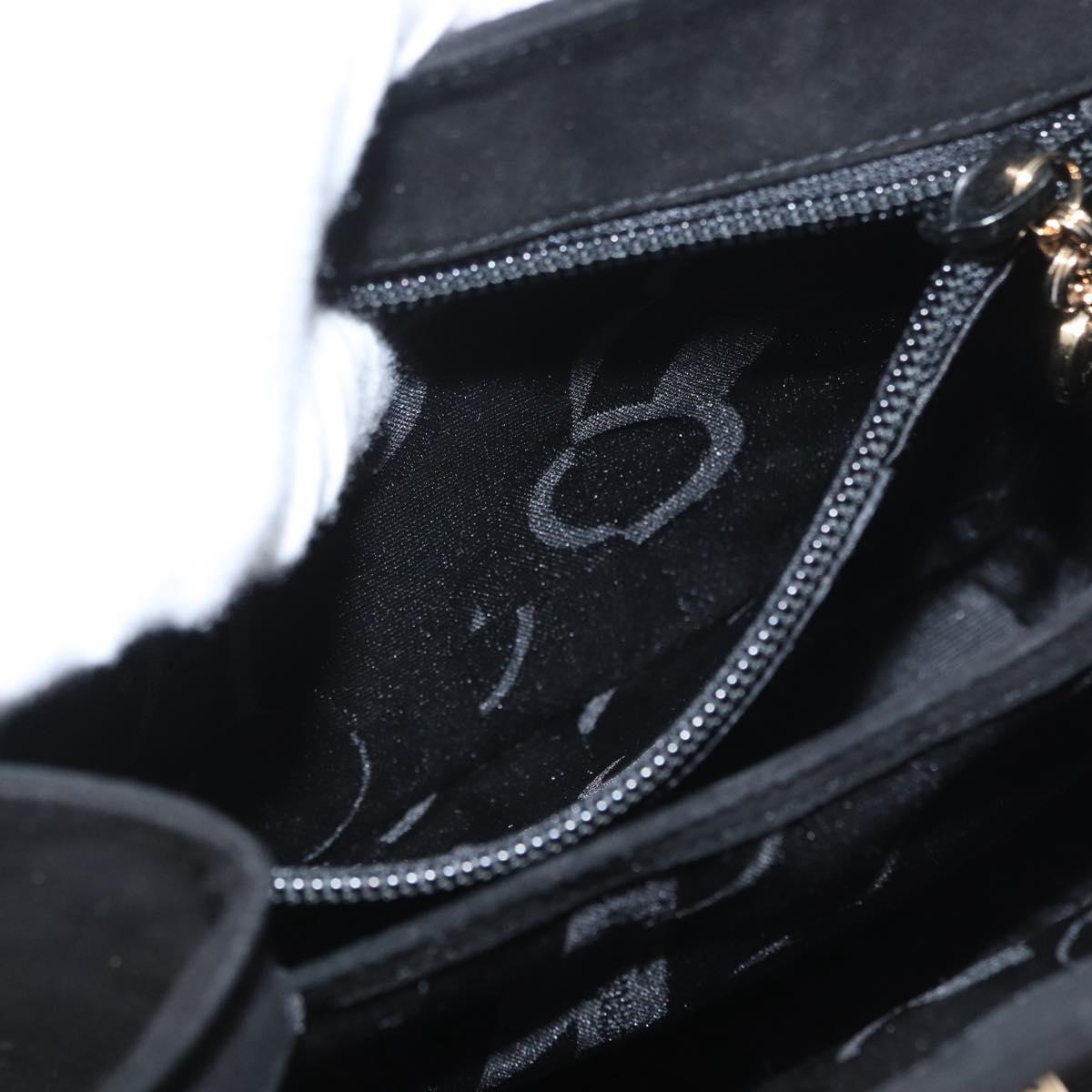 Salvatore Ferragamo Gancini Hand Bag Suede 2way Black Gold Auth 173432
