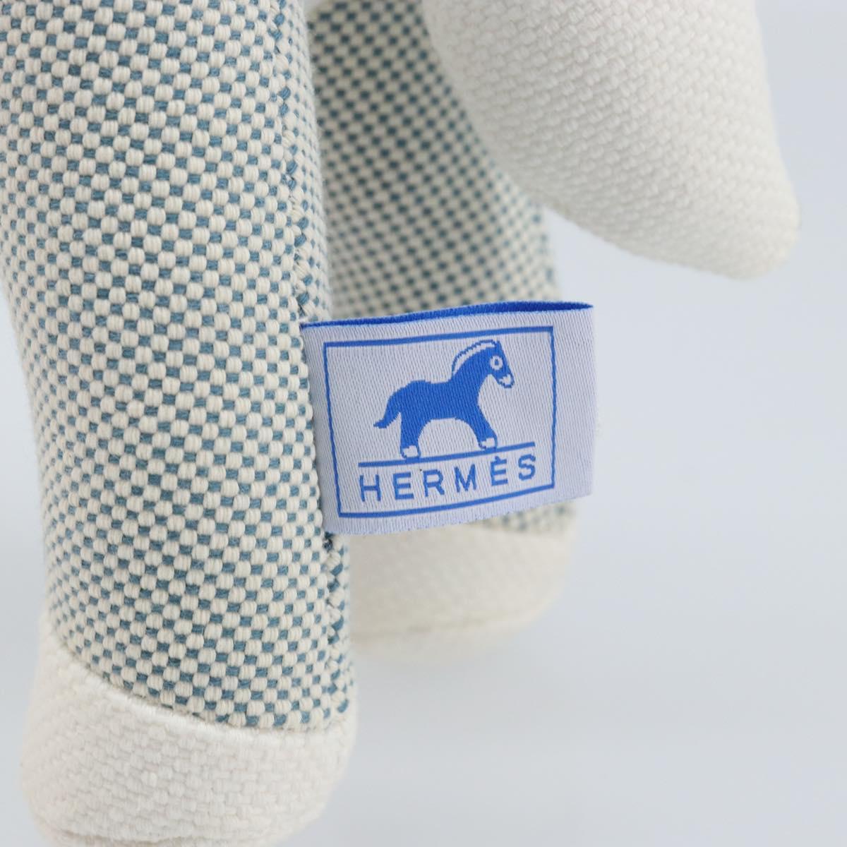 HERMES Cheval Honore Époque Stuffed Cotton Light Blue Auth 173436M